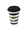 Bicchiere in Porcellana fantasia strisce e Tappo in Silicone da 300 ml