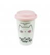 Bicchiere in Porcellana fantasia gatto e Tappo in Silicone da 300 ml