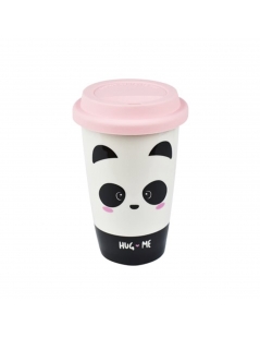 Bicchiere in Porcellana con Panda e Tappo in Silicone da 300 ml