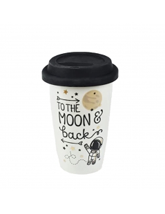 Bicchiere in Porcellana con fantasia e Tappo in Silicone da 300 ml