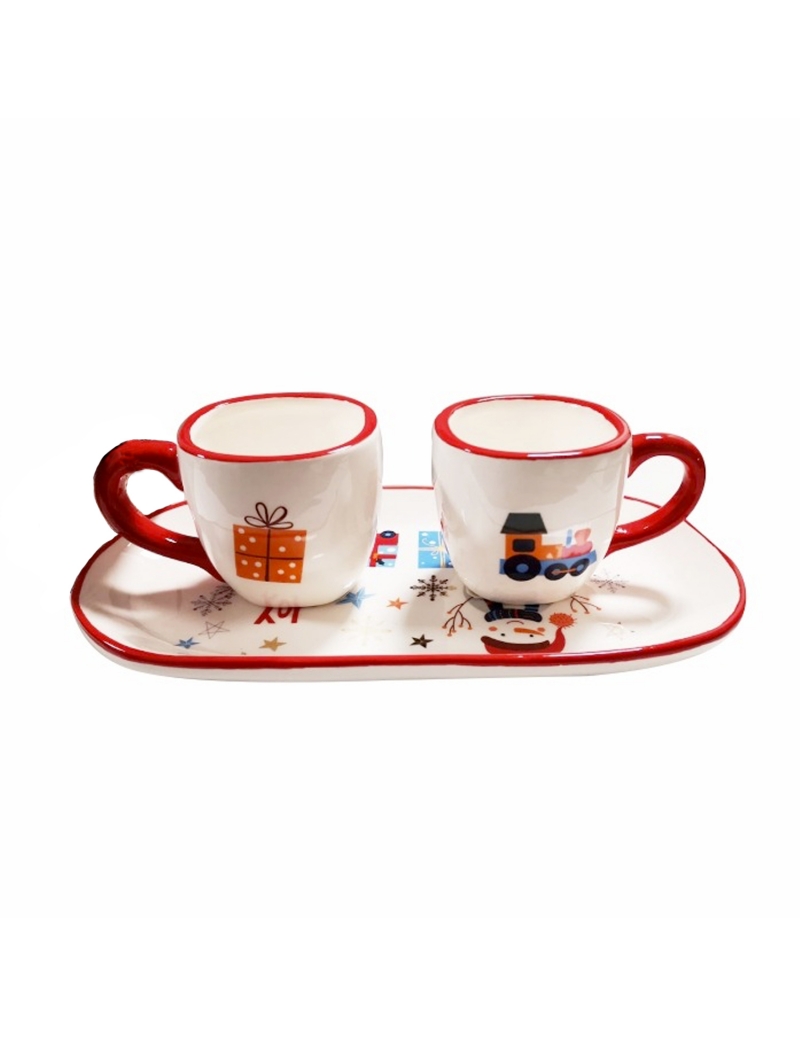Tazzine di caffè con vassoio