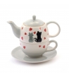 Tazza - Teiera in porcellana gatti innamorati con piatto