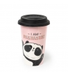 Bicchiere in Porcellana con Panda e Tappo in Silicone da 300 ml