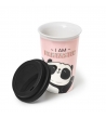 Bicchiere in Porcellana con Panda e Tappo in Silicone