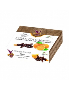 Scorzette d'arancia ricoperte di cioccolato fondente