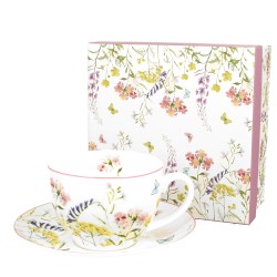 Tazza da tè con piattino in confezione regalo