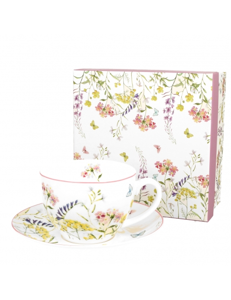 Tazza da tè con piattino in confezione regalo