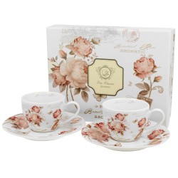 Tazzine da caffè in porcellana con rose eleganti