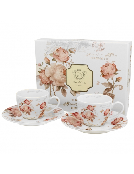 Tazzine da caffè in porcellana con rose eleganti