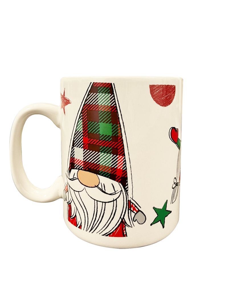 Tazza in ceramica xl, tartan gnomo