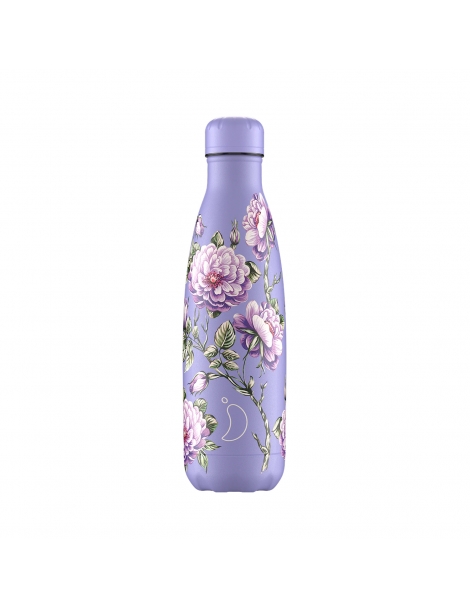 Bottiglia termica Chilly's Bottle - colore glicine con fiori, da 500ml