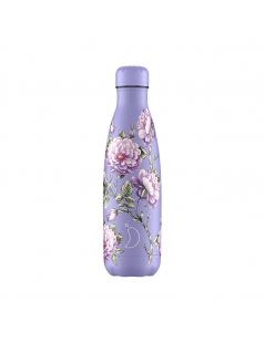 Bottiglia termica Chilly's Bottle - colore glicine con fiori, da 500ml