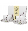 Set 2 Tazze Cappucino Con Piattino, fantasia lavanda