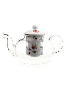 Teiera in vetro con infusori in porcellana