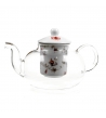 Teiera in vetro con infusori in porcellana