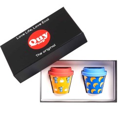 Set 2 bicchierini Quy Cup, fantasia Croissant e Caffè