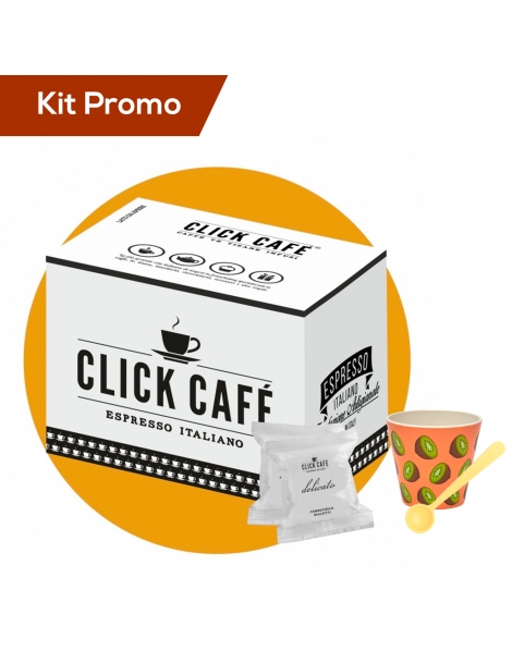 Kit capsule caffè miscela delicato con bicchierino e cucchiaino