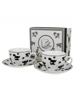 Set 2 Tazze Cappucino Con Piattino Gattini Neri Gift Box