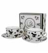 Set 2 Tazze Cappucino Con Piattino Gattini Neri Gift Box