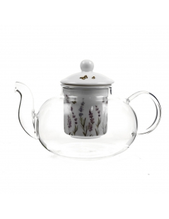 Teiera In Vetro E Porcellana Lavanda E Farfalle