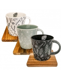 Mug con Sottotazza in Legno Di Acacia