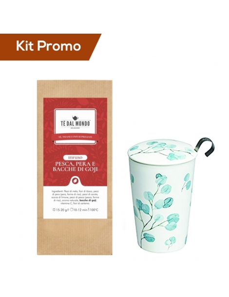 Box Infuso di frutta pesca, pera e bacche di Goji con infusiera