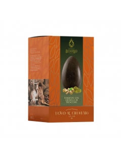 Uova di cioccolato fondente con granella di pistacchio