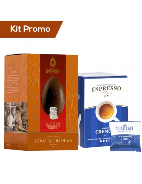 Uova di cioccolato al latte con granella di torrone + cialde di caffè