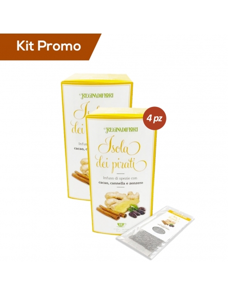 Box 4 astucci Infuso "Isola dei pirati" con cacao, cannella e zenzero