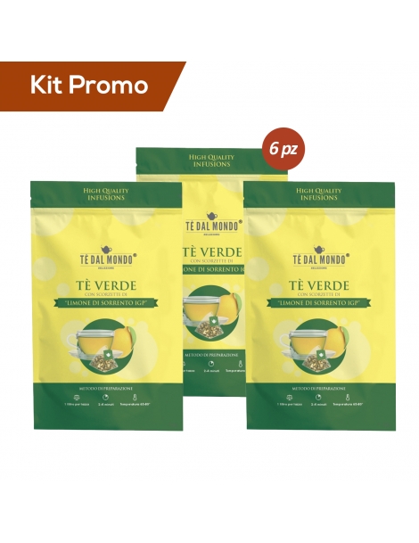 Kit 6 doypack Tè verde con scorzette di "Limone di Sorrento IGP"