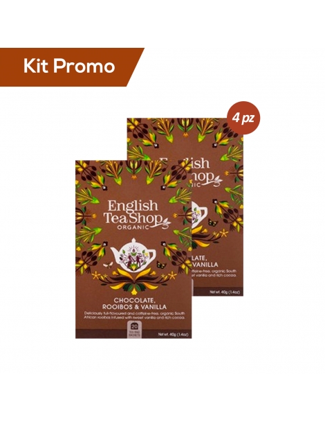 Kit 4 astucci English Tea Shop Tè Rooibos Cioccolato & Vaniglia Bio
