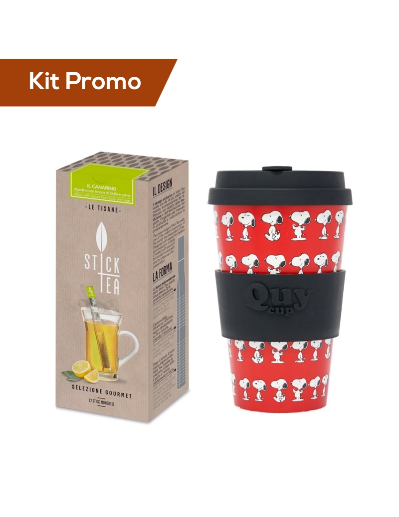 Kit Stick Tea Tisana digestiva con Quy Cup Snoopy Red 400 ml