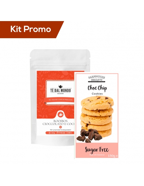 Box biscotti inglesi al cioccolato con tè rooibos cioccolato e cocco