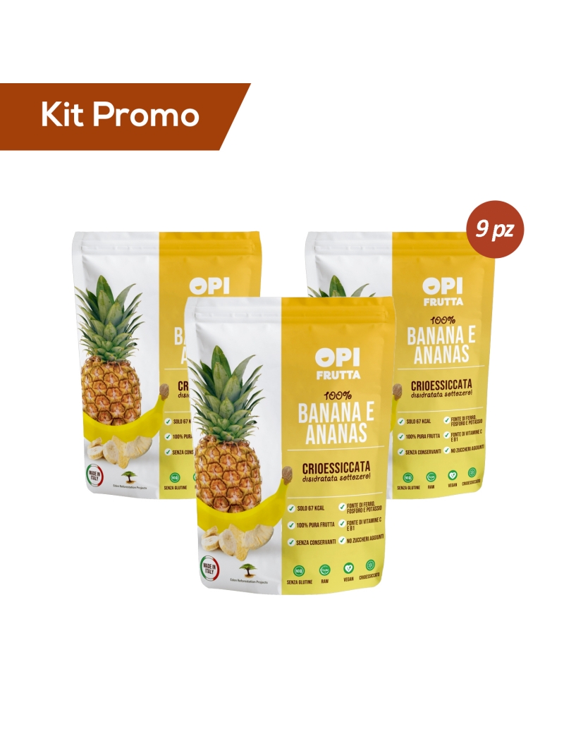 Box 9 confezioni Ananas & Banana Crioessiccata, Opi Frutta