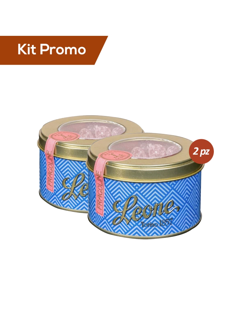 Box 2 lattine caramelle morbide Leone alle fragole