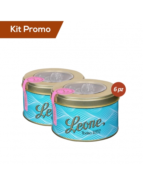 Box 6 lattine caramelle morbide Leone all'amarena