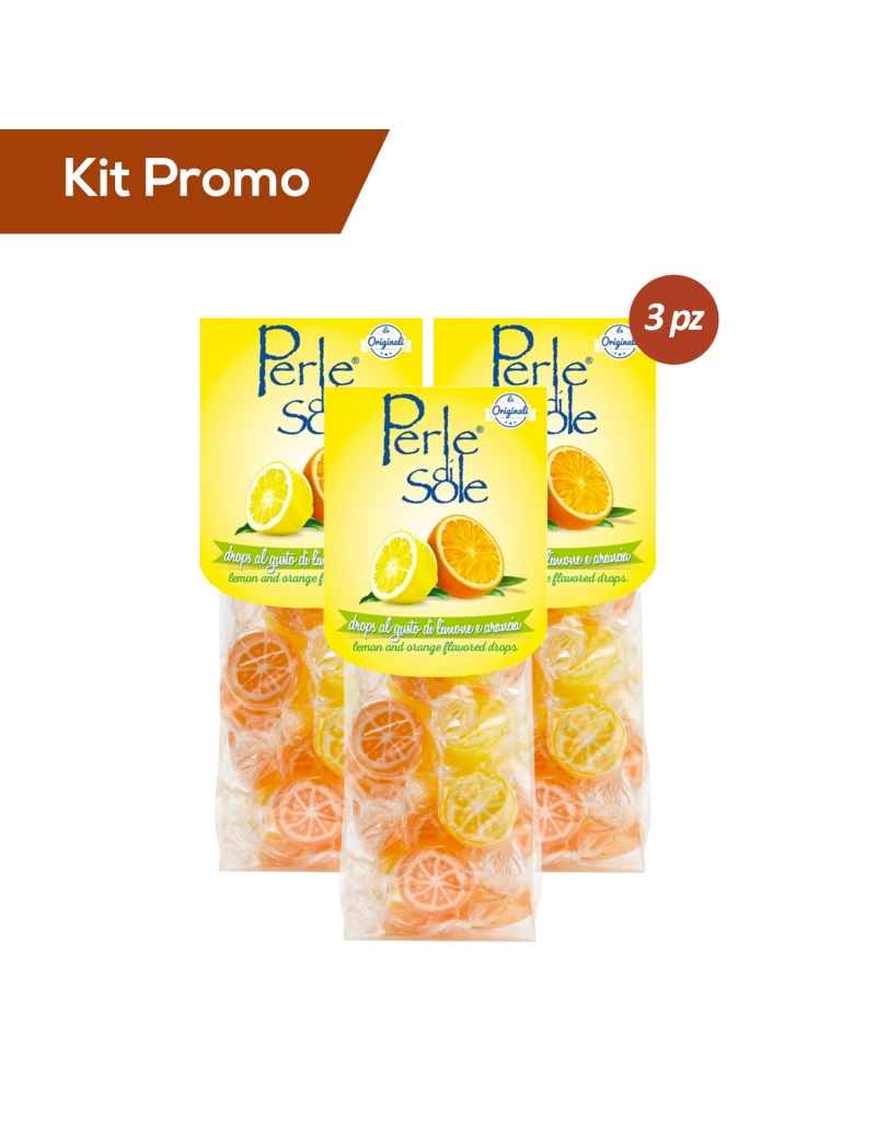 Box 3 sacchetti di Mix Caramelle arancia e limone, Perle di Sole