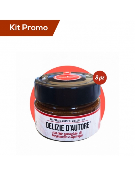Box 8 vasetti di Miele di fiori con liquirizia e bergamotto