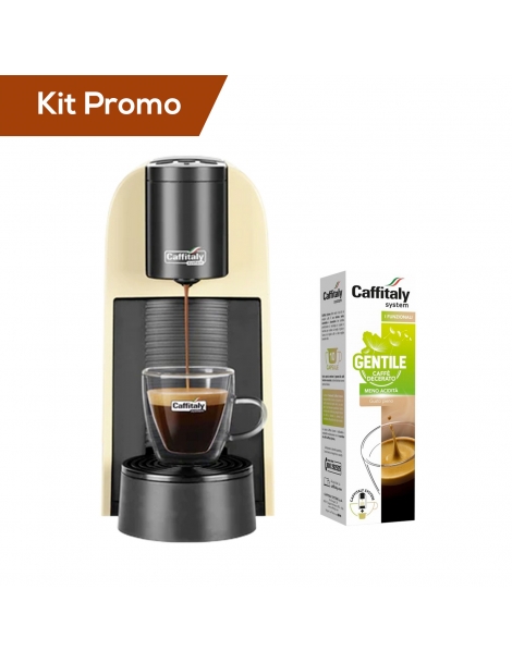 Macchina da caffè Caffitaly Volta S35R.3 gialla con 10 capsule di caffè Decerato