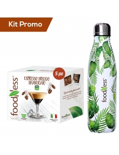 Kit 5 astucci Capsule Dolce Gusto Espresso Freddo Shakerato con borraccia termica Foodness