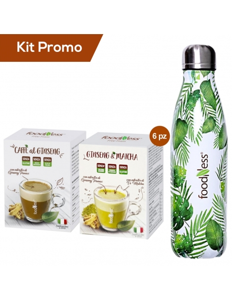 Box 6 Confezioni Caffè al Ginseng Matcha e Caffè al Ginseng Solubile, in omaggio borraccia termica Foodness