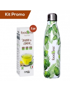 Kit 5 astucci capsule Foodness zenzero e limone compatibili caffitaly con omaggio borraccia termica