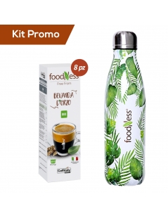 Kit 8 astucci capsule Foodness orzo compatibili caffitaly con omaggio borraccia termica
