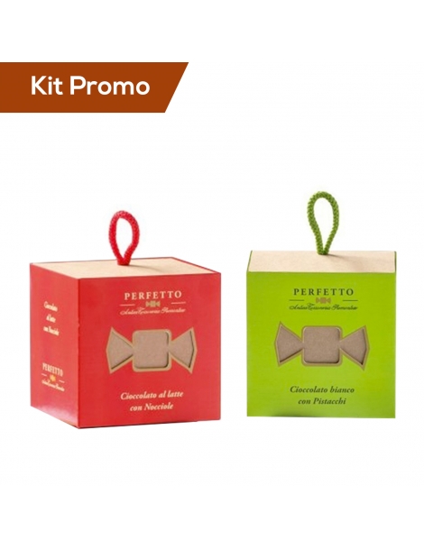 Kit cubo cioccolatini al latte e nocciola con cubo cioccolatini al pistacchio