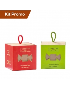 Kit cubo cioccolatini al latte e nocciola con cubo cioccolatini al pistacchio