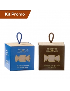 Kit cubo cioccolatini extra fondente e nocciola con cubo cioccolatini al caramello