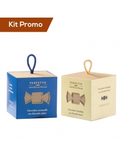 Kit cubo cioccolatini gianduia e nocciola con cubo cioccolatini al caramello