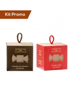 Kit cubo cioccolatini al latte e nocciola con cubo cioccolatini extra fondente