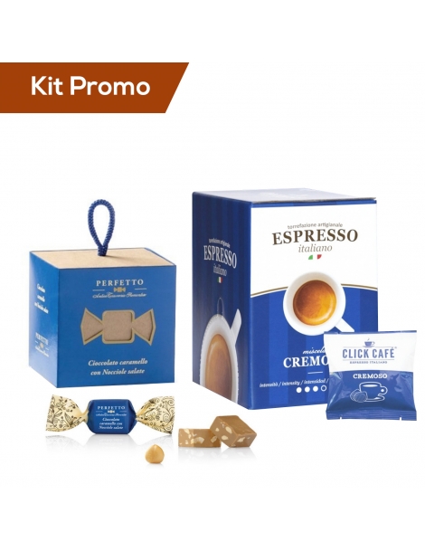 Kit 30 cialde di caffè cremoso con cioccolatini al caramello con nocciole