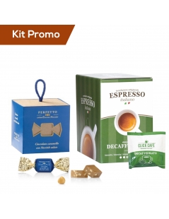 Kit 30 cialde di caffè decaffeinato con cioccolatini al caramello con nocciole